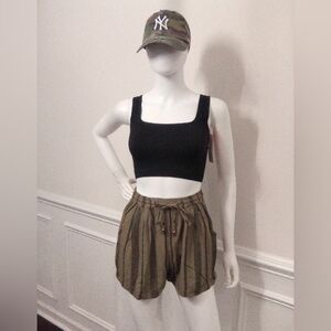 Angie's Striped Women's Shorts, Sz. Small, Elastic Tie Waist, 100% Rayon, NWOT